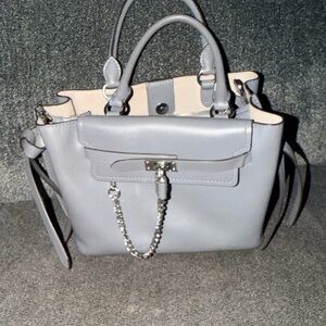 Michael Kors Gray Satchel with Chain Detail
